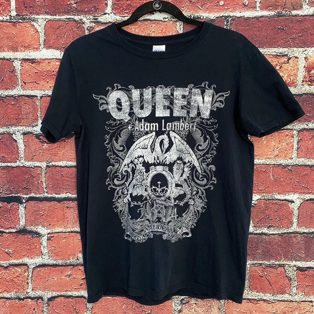 Queen + Adam Lambert Shirt Men Medium M Black North America Concert Tour Cotton